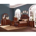 Antoinetta Upholstered Bedroom 4Pc Set - Warm Cherry